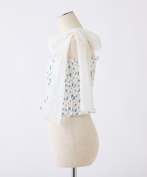 one after another NICE CLAUP（ワンアフターアナザーナイスクラップ）の「リボン取り外し可/シャーリングビスチェ（キャミソール・レディース・ブラック/オフホワイト/ホワイト系その他/ブラック系その他・FREE）」の10枚目の写真