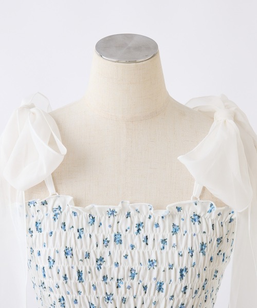 one after another NICE CLAUP（ワンアフターアナザーナイスクラップ）の「リボン取り外し可/シャーリングビスチェ（キャミソール・レディース・ブラック/オフホワイト/ホワイト系その他/ブラック系その他・FREE）」の12枚目の写真