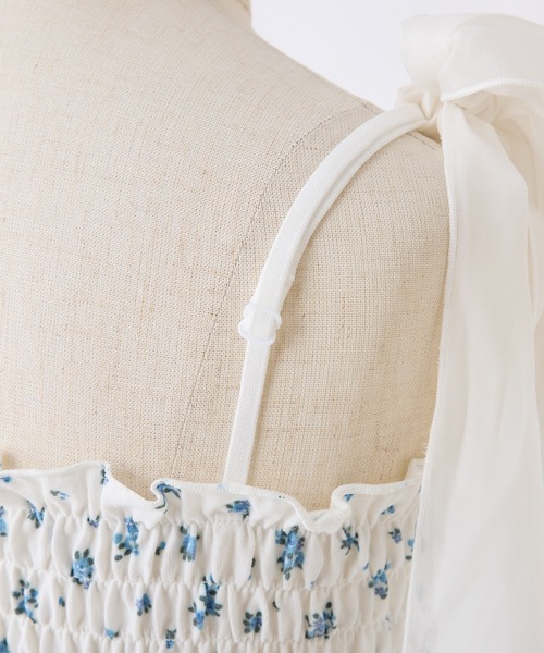 one after another NICE CLAUP（ワンアフターアナザーナイスクラップ）の「リボン取り外し可/シャーリングビスチェ（キャミソール・レディース・ブラック/オフホワイト/ホワイト系その他/ブラック系その他・FREE）」の14枚目の写真