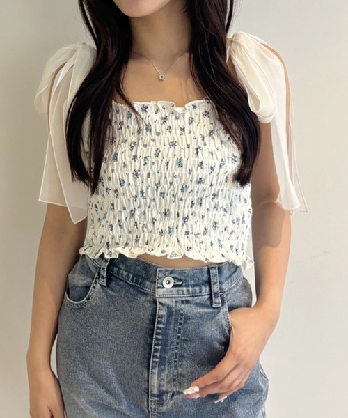 one after another NICE CLAUP（ワンアフターアナザーナイスクラップ）の「リボン取り外し可/シャーリングビスチェ（キャミソール・レディース・ブラック/オフホワイト/ホワイト系その他/ブラック系その他・FREE）」の17枚目の写真