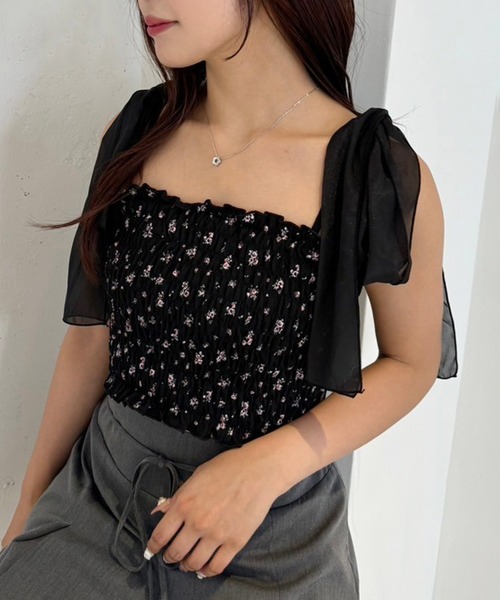 one after another NICE CLAUP（ワンアフターアナザーナイスクラップ）の「リボン取り外し可/シャーリングビスチェ（キャミソール・レディース・ブラック/オフホワイト/ホワイト系その他/ブラック系その他・FREE）」の18枚目の写真