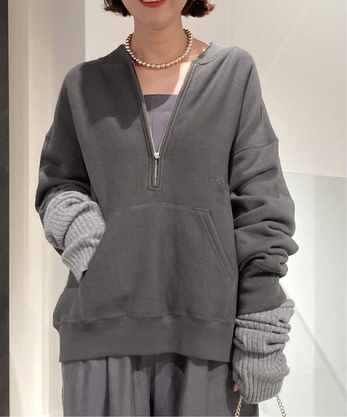 FRAMeWORK（フレームワーク）の「≪追加≫Champion/チャンピオン 別注ハーフZIPリバースウィーブ11.5oz（スウェット・レディース・ブラウン/ホワイト系その他/ブラック・FREE）」の2枚目の写真