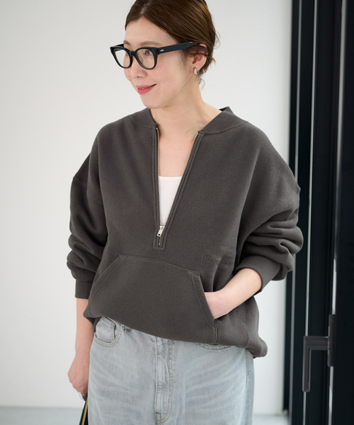 FRAMeWORK（フレームワーク）の「≪追加≫Champion/チャンピオン 別注ハーフZIPリバースウィーブ11.5oz（スウェット・レディース・ブラウン/ホワイト系その他/ブラック・FREE）」の9枚目の写真