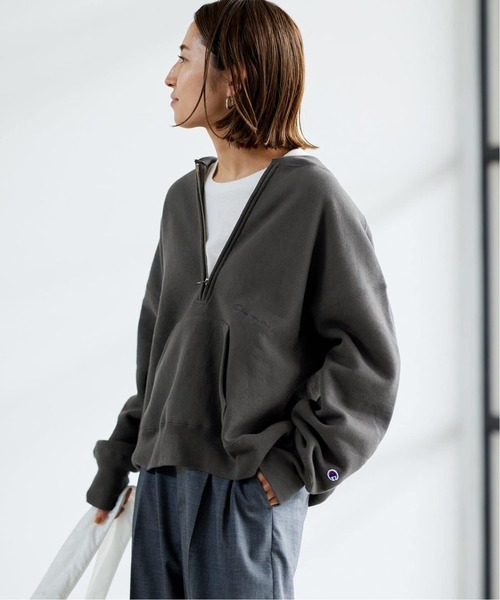 FRAMeWORK（フレームワーク）の「≪追加≫Champion/チャンピオン 別注ハーフZIPリバースウィーブ11.5oz（スウェット・レディース・ブラウン/ホワイト系その他/ブラック・FREE）」の19枚目の写真