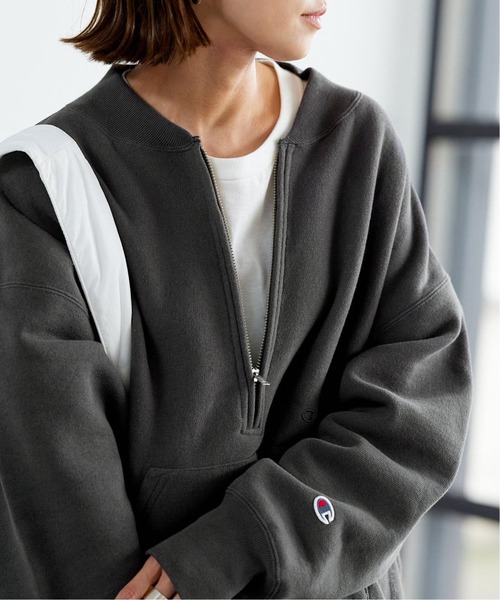 FRAMeWORK（フレームワーク）の「≪追加≫Champion/チャンピオン 別注ハーフZIPリバースウィーブ11.5oz（スウェット・レディース・ブラウン/ホワイト系その他/ブラック・FREE）」の20枚目の写真