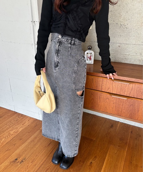 EPIMI E'PIMMY（エピミエピミー）の「サイドオープンデニムスカート（デニムスカート・レディース・ブラック/ブルー・MEDIUM）」の7枚目の写真