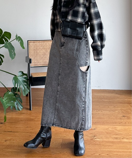 EPIMI E'PIMMY（エピミエピミー）の「サイドオープンデニムスカート（デニムスカート・レディース・ブラック/ブルー・MEDIUM）」の15枚目の写真