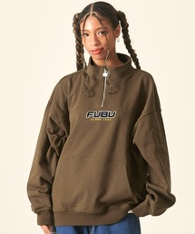 FUBU フブ ブランド ロゴ 刺繍 オーバーサイズ アメカジ 裏毛 長袖 ハーフジップ ハイネック スウェット トレーナー