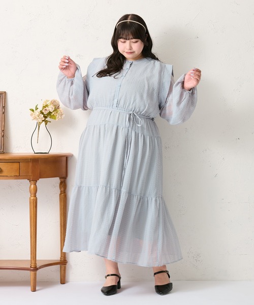 大きいサイズ】マルチウェイスリーブティアードワンピース