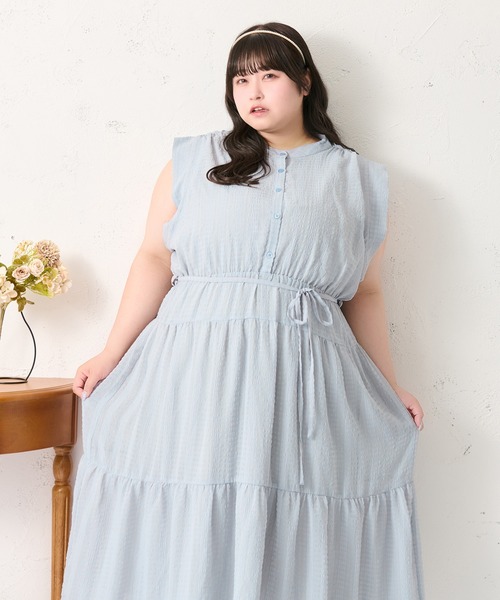 ルオシー Louiosy マルチウェイスリーブティアードワンピース　4L 大きいサイズ】マルチウェイスリーブティアードワンピース