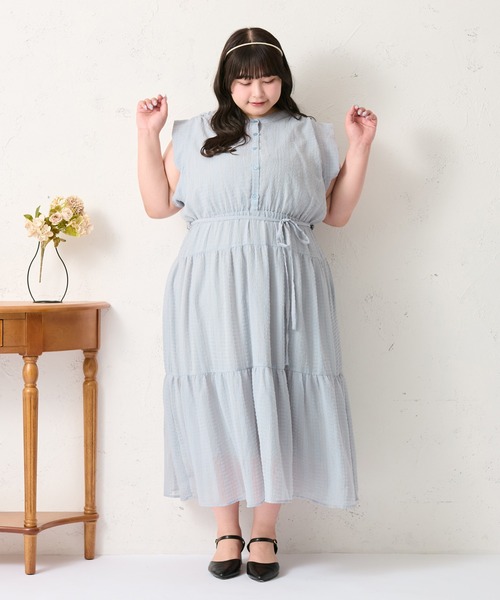 大きいサイズ】マルチウェイスリーブティアードワンピース