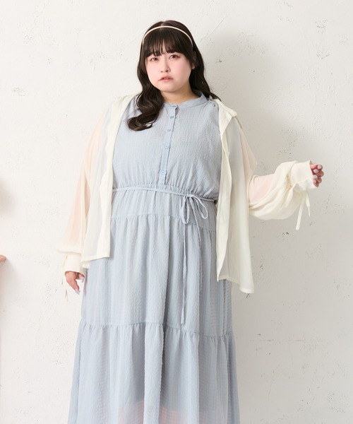 大きいサイズ】マルチウェイスリーブティアードワンピース
