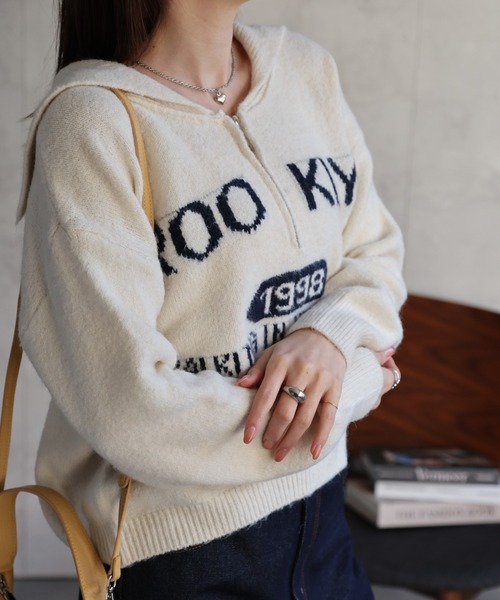 sakishimatokyo(サキシマトーキョー)の「ハーフジップセーラーカラーニットトップス/TOPS(ニット/セーター・レディース・ネイビー/グレー/アイボリー・FREE)」の1枚目の写真