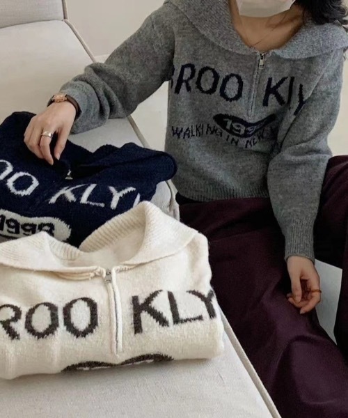 sakishimatokyo(サキシマトーキョー)の「ハーフジップセーラーカラーニットトップス/TOPS(ニット/セーター・レディース・ネイビー/グレー/アイボリー・FREE)」の5枚目の写真