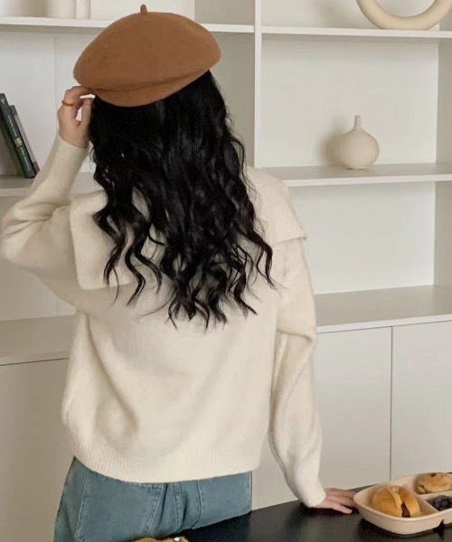 sakishimatokyo(サキシマトーキョー)の「ハーフジップセーラーカラーニットトップス/TOPS(ニット/セーター・レディース・ネイビー/グレー/アイボリー・FREE)」の7枚目の写真