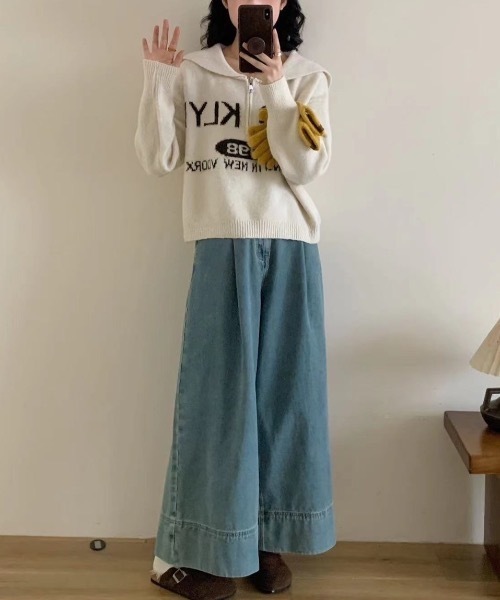 sakishimatokyo(サキシマトーキョー)の「ハーフジップセーラーカラーニットトップス/TOPS(ニット/セーター・レディース・ネイビー/グレー/アイボリー・FREE)」の8枚目の写真