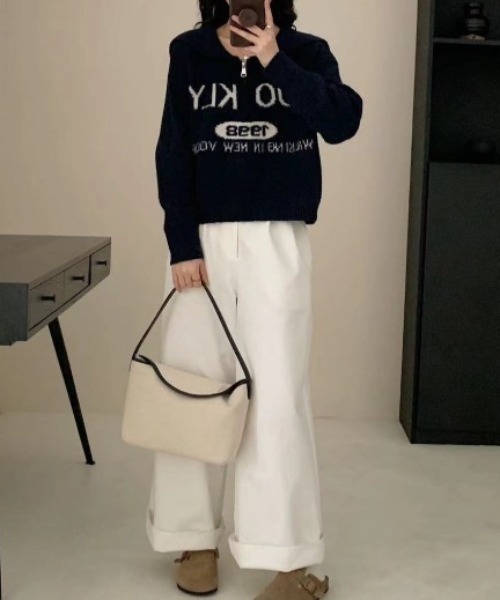 sakishimatokyo(サキシマトーキョー)の「ハーフジップセーラーカラーニットトップス/TOPS(ニット/セーター・レディース・ネイビー/グレー/アイボリー・FREE)」の4枚目の写真