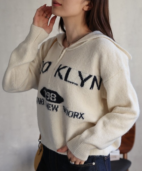 sakishimatokyo(サキシマトーキョー)の「ハーフジップセーラーカラーニットトップス/TOPS(ニット/セーター・レディース・ネイビー/グレー/アイボリー・FREE)」の20枚目の写真