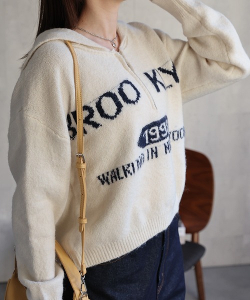 sakishimatokyo(サキシマトーキョー)の「ハーフジップセーラーカラーニットトップス/TOPS(ニット/セーター・レディース・ネイビー/グレー/アイボリー・FREE)」の18枚目の写真