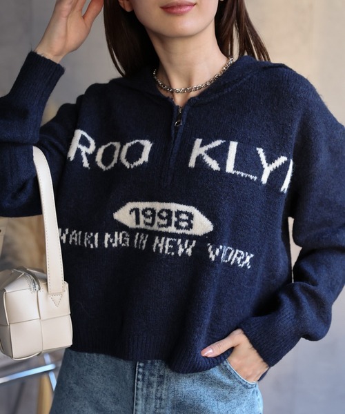 sakishimatokyo(サキシマトーキョー)の「ハーフジップセーラーカラーニットトップス/TOPS(ニット/セーター・レディース・ネイビー/グレー/アイボリー・FREE)」の10枚目の写真
