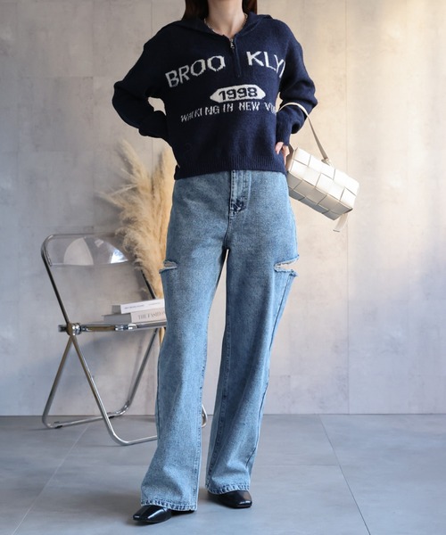 sakishimatokyo(サキシマトーキョー)の「ハーフジップセーラーカラーニットトップス/TOPS(ニット/セーター・レディース・ネイビー/グレー/アイボリー・FREE)」の14枚目の写真
