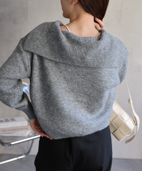 sakishimatokyo(サキシマトーキョー)の「ハーフジップセーラーカラーニットトップス/TOPS(ニット/セーター・レディース・ネイビー/グレー/アイボリー・FREE)」の19枚目の写真