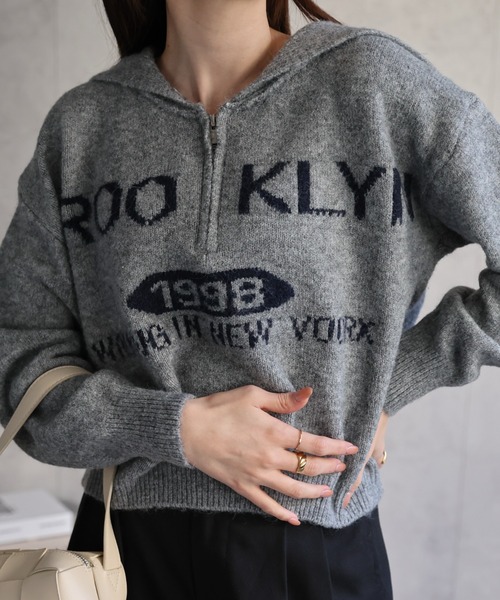 sakishimatokyo(サキシマトーキョー)の「ハーフジップセーラーカラーニットトップス/TOPS(ニット/セーター・レディース・ネイビー/グレー/アイボリー・FREE)」の22枚目の写真