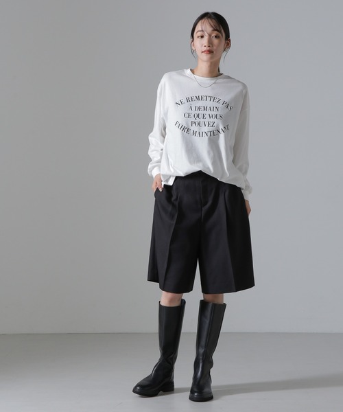 NANO universe(ナノユニバース)の「センタープレスタックショートパンツ(セットアップ可)(その他パンツ・レディース・ライトベージュ/ブラック/ブラウン・FREE)」の9枚目の写真