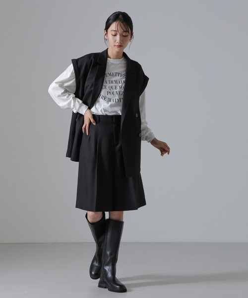 NANO universe(ナノユニバース)の「センタープレスタックショートパンツ(セットアップ可)(その他パンツ・レディース・ライトベージュ/ブラック/ブラウン・FREE)」の11枚目の写真