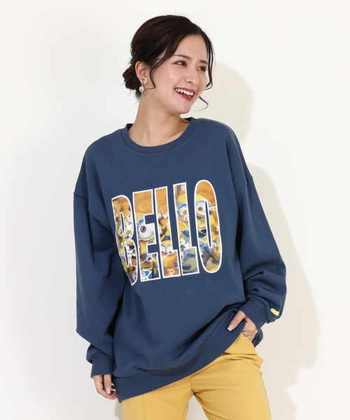 MINIONS（ミニオンズ）の「親子お揃い ミニオン レンチキュラー トレーナー 9787A（スウェット・レディース・ライトインディゴブルー・L/M/S）」の6枚目の写真