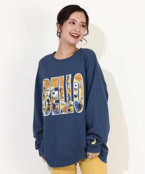 MINIONS（ミニオンズ）の「親子お揃い ミニオン レンチキュラー トレーナー 9787A（スウェット・レディース・ライトインディゴブルー・L/M/S）」の5枚目の写真