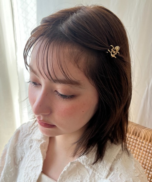 セール】メタル花ミニヘアクリップ（2個セット）（バレッタ/ヘア