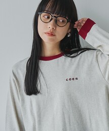 コーエンロゴ刺繍リンガー配色ロングスリーブTシャツ