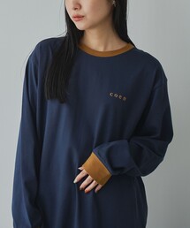 コーエンロゴ刺繍リンガー配色ロングスリーブTシャツ