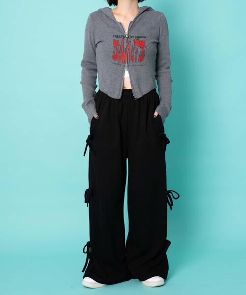 WOND（ウォンド）の「サイドリボンスウェットパンツ（スウェットパンツ・レディース・ブラック/グレー・FREE）」の9枚目の写真