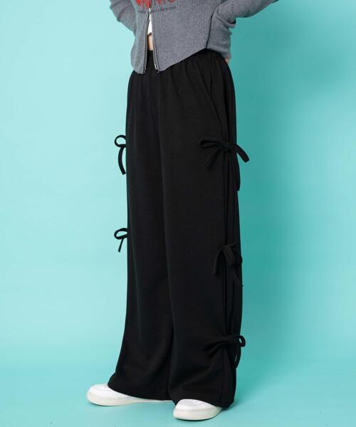 WOND（ウォンド）の「サイドリボンスウェットパンツ（スウェットパンツ・レディース・ブラック/グレー・FREE）」の7枚目の写真