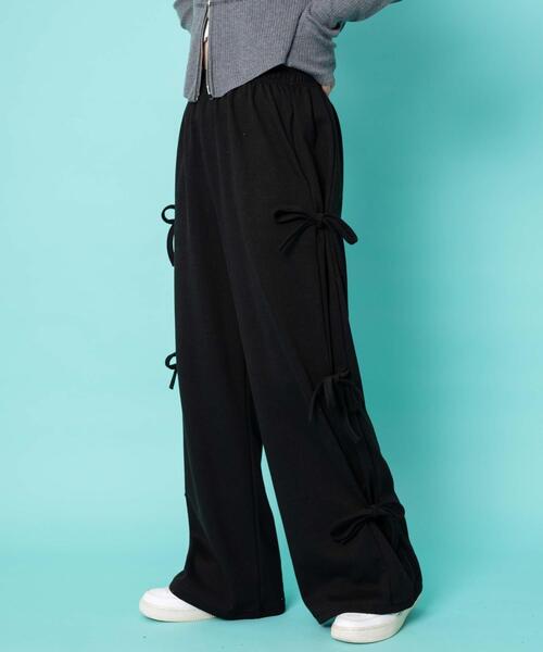 WOND（ウォンド）の「サイドリボンスウェットパンツ（スウェットパンツ・レディース・ブラック/グレー・FREE）」の6枚目の写真