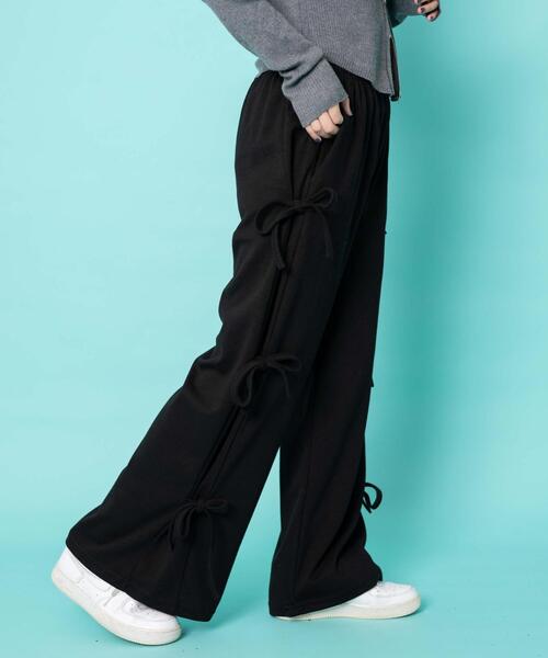 WOND（ウォンド）の「サイドリボンスウェットパンツ（スウェットパンツ・レディース・ブラック/グレー・FREE）」の5枚目の写真