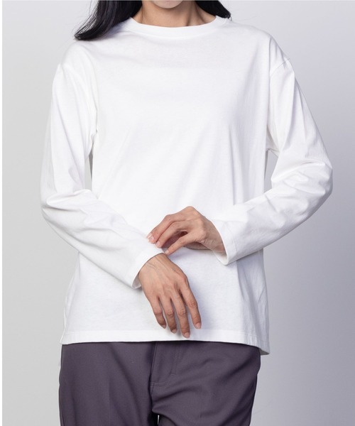 NAVY(ネイビー)の「nAvy ベーシック長袖Tシャツ ロンT 綿100%(Tシャツ/カットソー・レディース・オフホワイト/杢グレー/チャコールグレー/ブラック・M/L)」の2枚目の写真