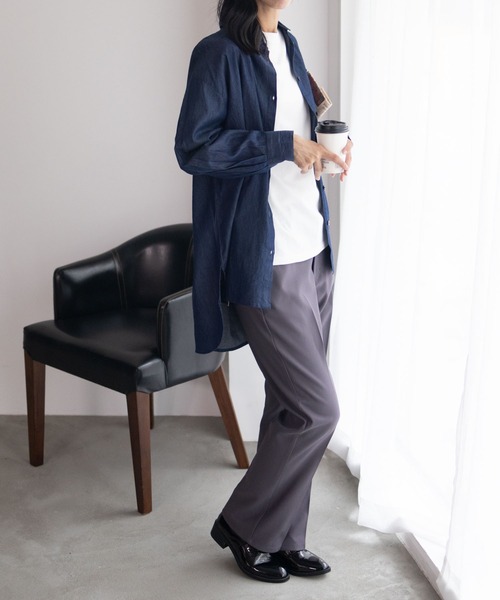 NAVY(ネイビー)の「nAvy ベーシック長袖Tシャツ ロンT 綿100%(Tシャツ/カットソー・レディース・オフホワイト/杢グレー/チャコールグレー/ブラック・M/L)」の6枚目の写真
