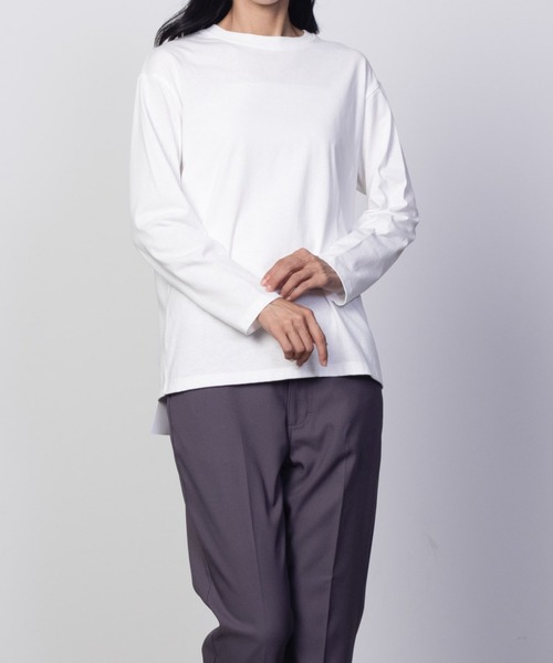 NAVY(ネイビー)の「nAvy ベーシック長袖Tシャツ ロンT 綿100%(Tシャツ/カットソー・レディース・オフホワイト/杢グレー/チャコールグレー/ブラック・M/L)」の7枚目の写真