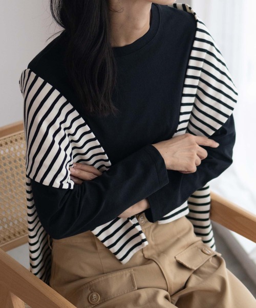 NAVY(ネイビー)の「nAvy ベーシック長袖Tシャツ ロンT 綿100%(Tシャツ/カットソー・レディース・オフホワイト/杢グレー/チャコールグレー/ブラック・M/L)」の8枚目の写真