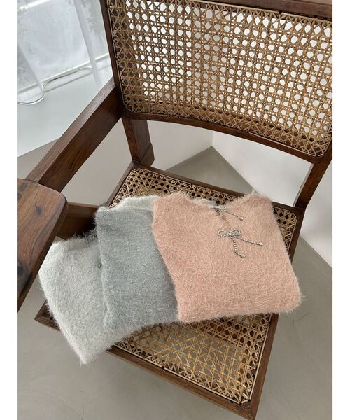 TWINKLE SHAGGY BACK RIBBON KNIT/トゥインクルシャギーバックリボンニット（ニット/セーター）｜CALNAMUR（カルナムール）