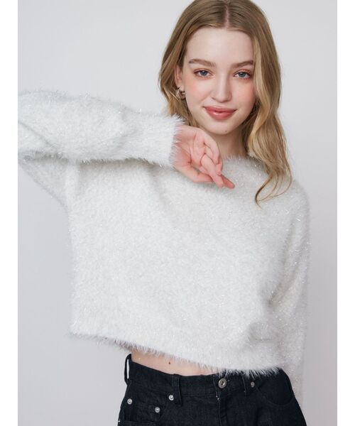 TWINKLE SHAGGY BACK RIBBON KNIT/トゥインクルシャギーバックリボンニット（ニット/セーター）｜CALNAMUR（カルナムール）