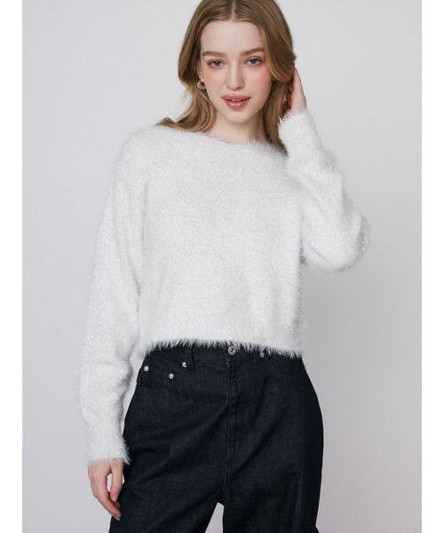 TWINKLE SHAGGY BACK RIBBON KNIT/トゥインクルシャギーバックリボンニット（ニット/セーター）｜CALNAMUR（カルナムール）
