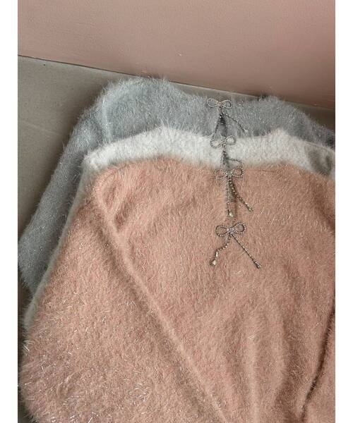 TWINKLE SHAGGY BACK RIBBON KNIT/トゥインクルシャギーバックリボンニット（ニット/セーター）｜CALNAMUR（カルナムール）