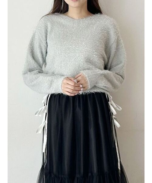 TWINKLE SHAGGY BACK RIBBON KNIT/トゥインクルシャギーバックリボンニット（ニット/セーター）｜CALNAMUR（カルナムール）