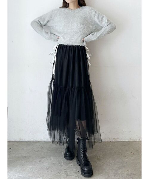 TWINKLE SHAGGY BACK RIBBON KNIT/トゥインクルシャギーバックリボンニット（ニット/セーター）｜CALNAMUR（カルナムール）
