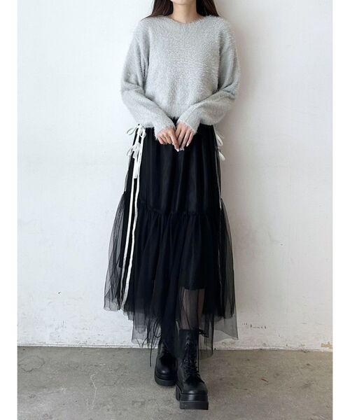 TWINKLE SHAGGY BACK RIBBON KNIT/トゥインクルシャギーバックリボンニット（ニット/セーター）｜CALNAMUR（カルナムール）