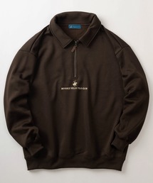 【BEVERLY HILLS POLO CLUB/ビバリーヒルズポロクラブ】ブランドロゴ ワンポイント刺繍 ハーフジップ/プルオーバー/スウェットトレーナー/ワイドシルエット/裏起毛